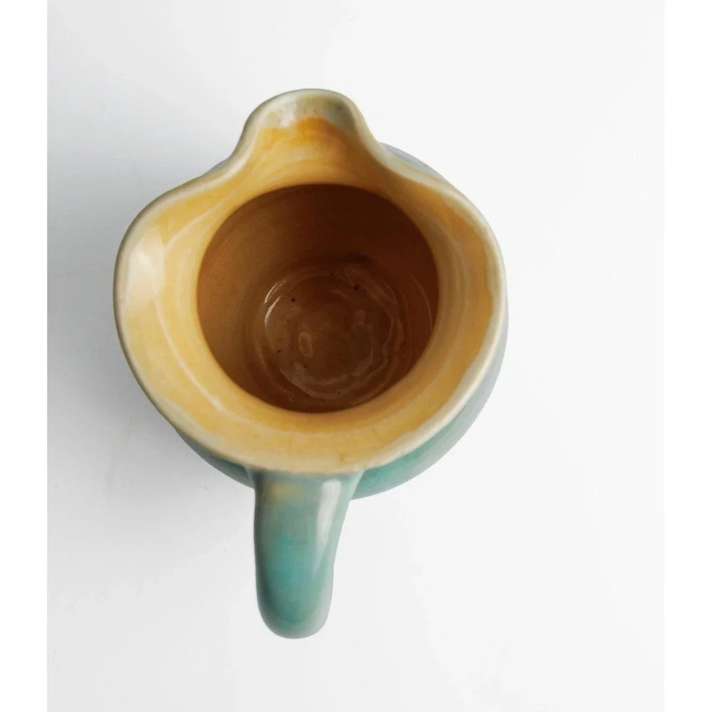 Pisgah Forest Pottery Vintage Creamer Sugar Set Blue-Green Glaze North Carolina
